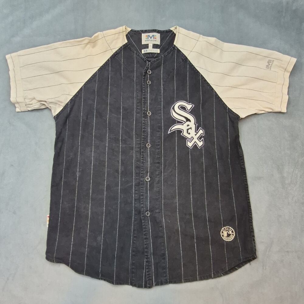 Vtg Acid Wash Chicago White Sox Mirage #35 Frank Thomas Pinstripe Jersey Mens XL